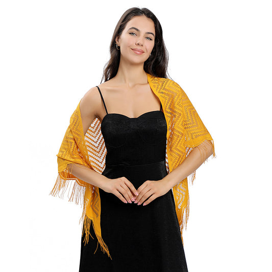 Lace Wave Triangular Binder Evening Dress Lace Cappa