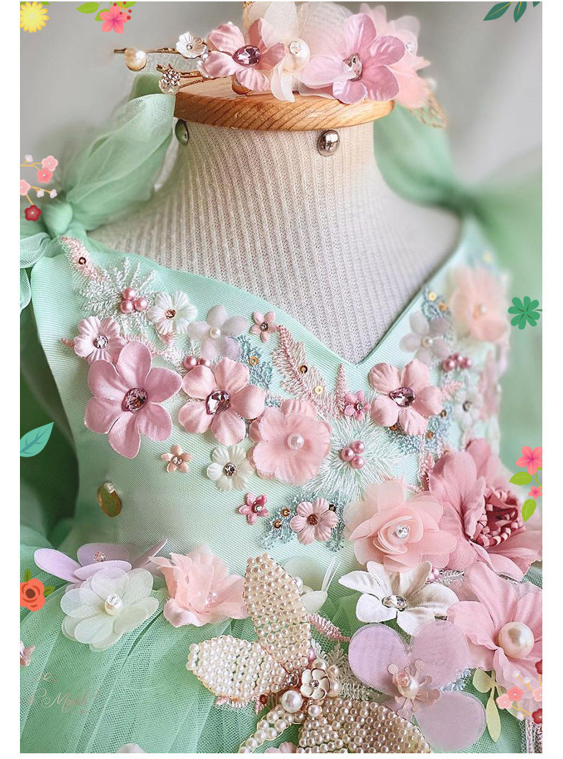 Children's Bow Mesh Bubble Skirt Dress