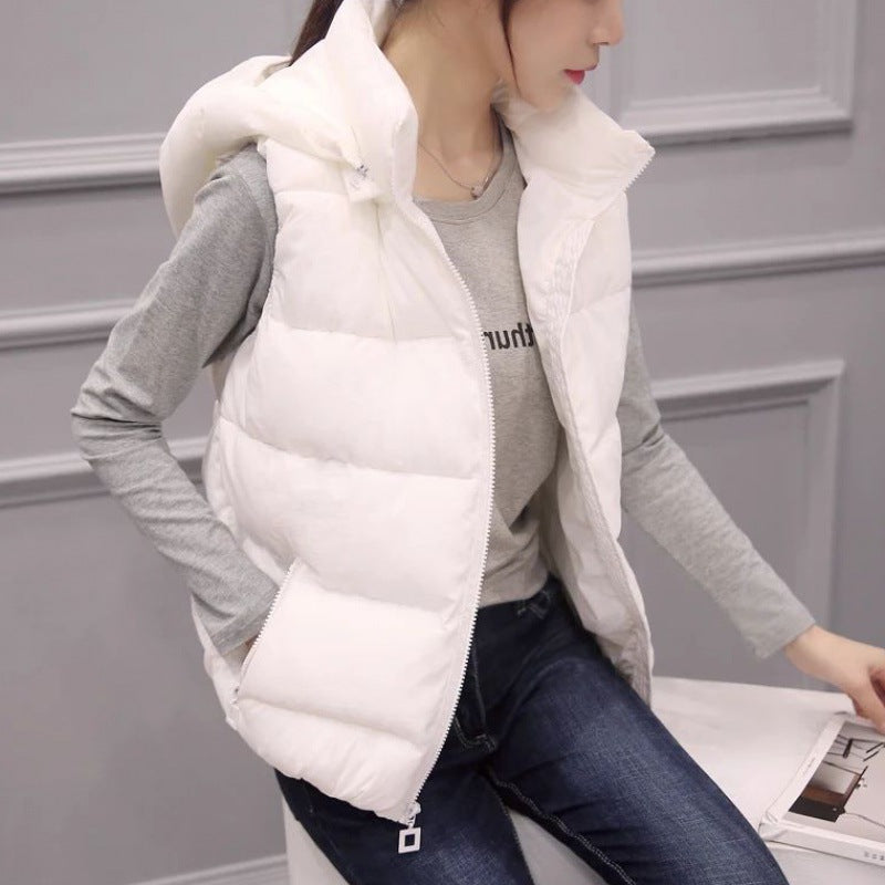 Short Student Hooded To Keep Warm Korean Version Of Thin Waistcoat