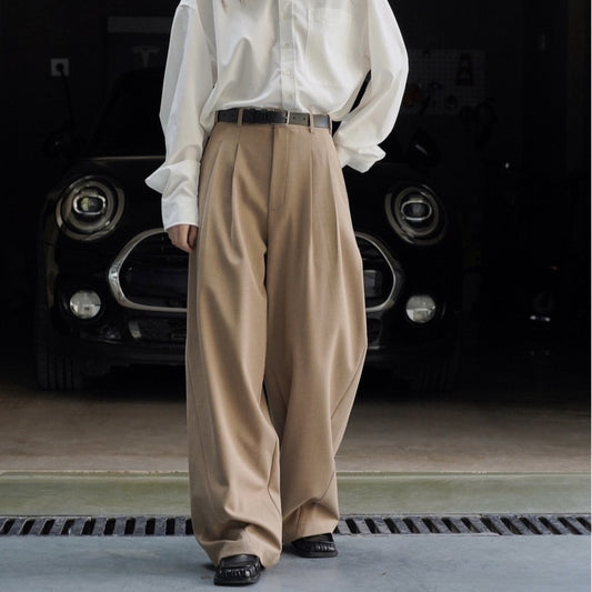 Commuter High Waist Loose Profile Texture Women's Casual Pants