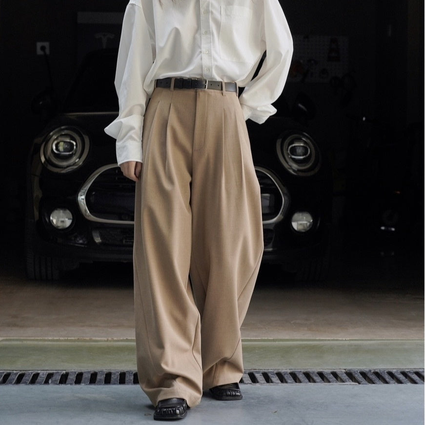 Commuter High Waist Loose Profile Texture Women's Casual Pants