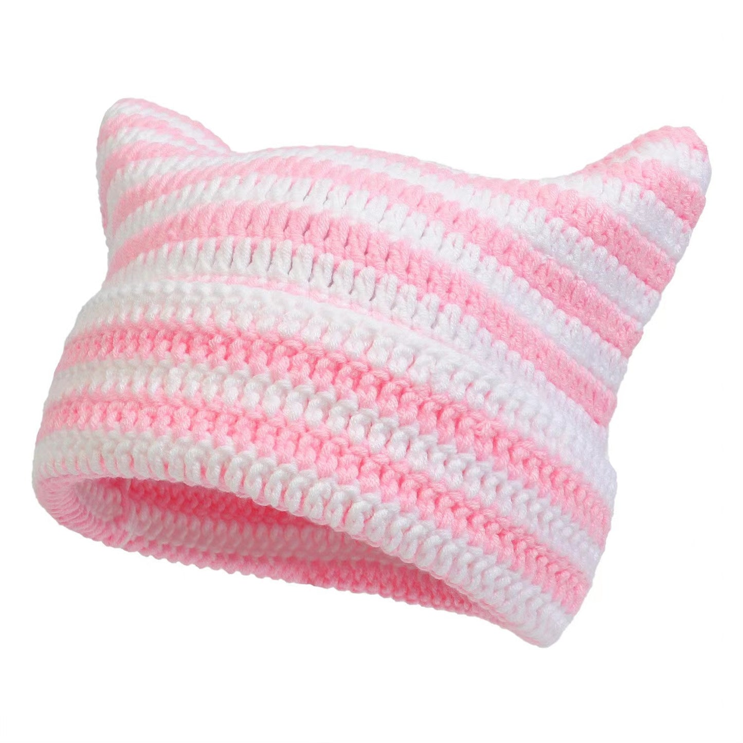 Hand-knitted Striped Cat Hat