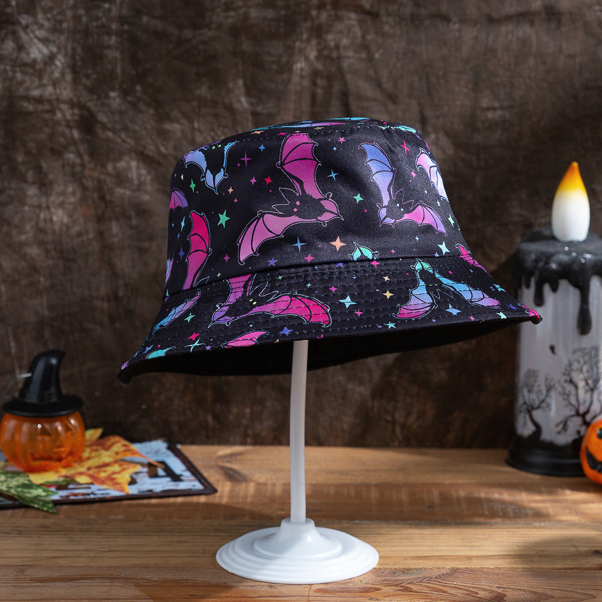 Halloween Funny Bat Pumpkin Ghost Reversible Fisherman Hat
