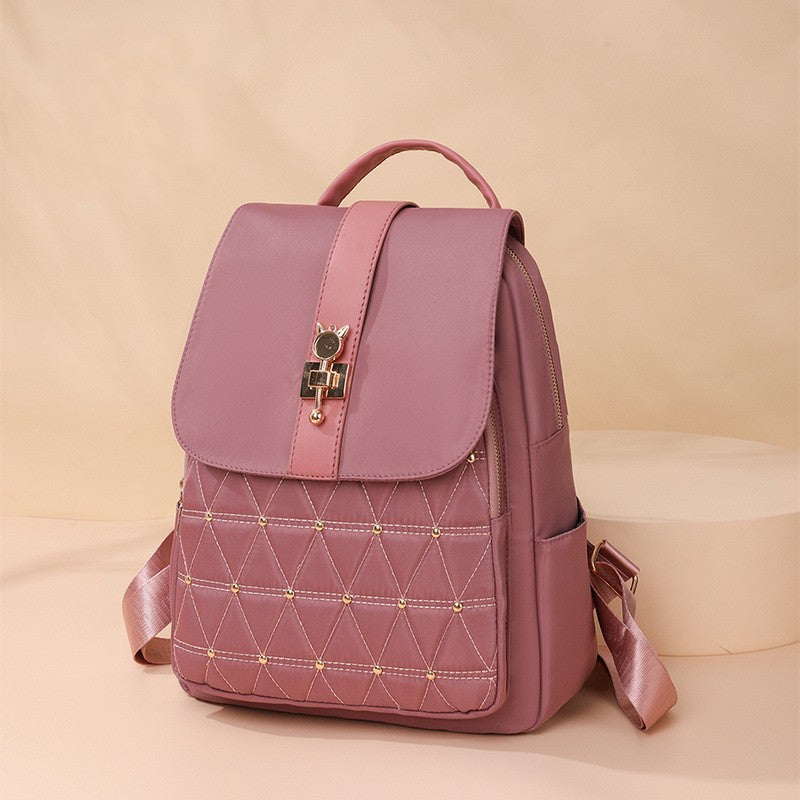Women's Nylon Rhombus Large Capacity Travel Backpack