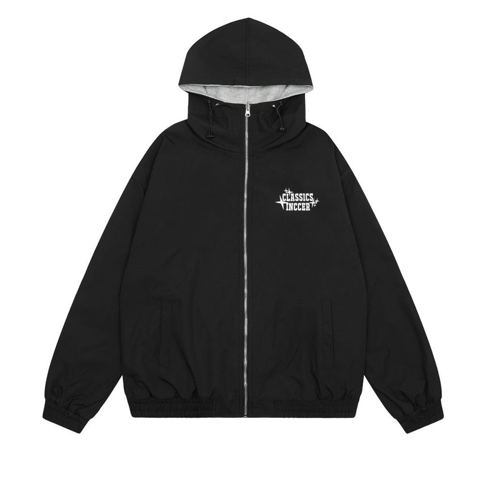 Double-sided Loose Casual Letter Hooded Jacket