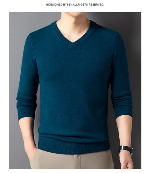 SpringAutumn Sweater V-Neck Top Men's