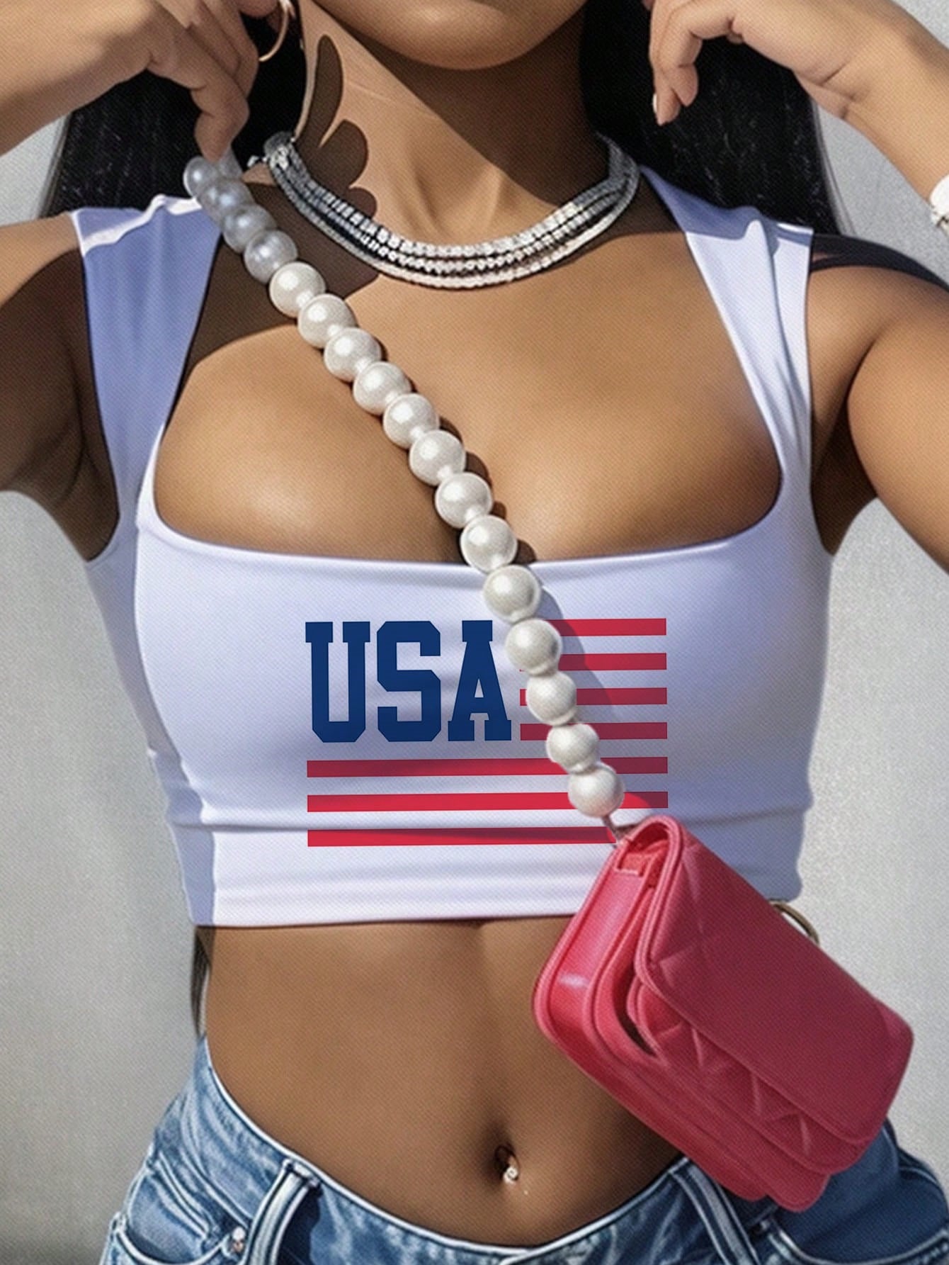 Top With A Cold-shoulder Square Neckline And A Patterned Print