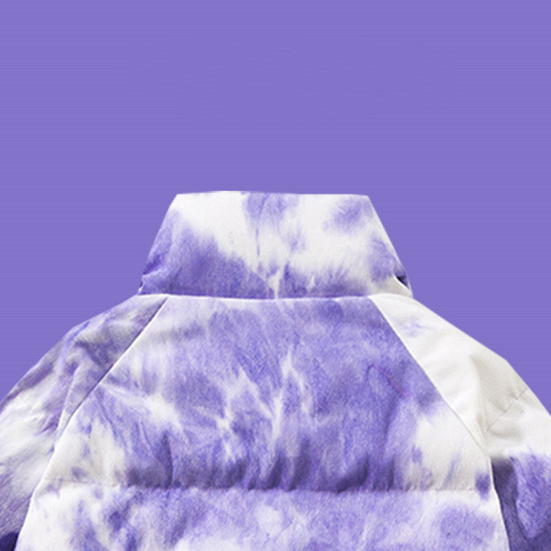 Męska zimowa kurtka sztruksowa z bawełny, barwiona tie-dye