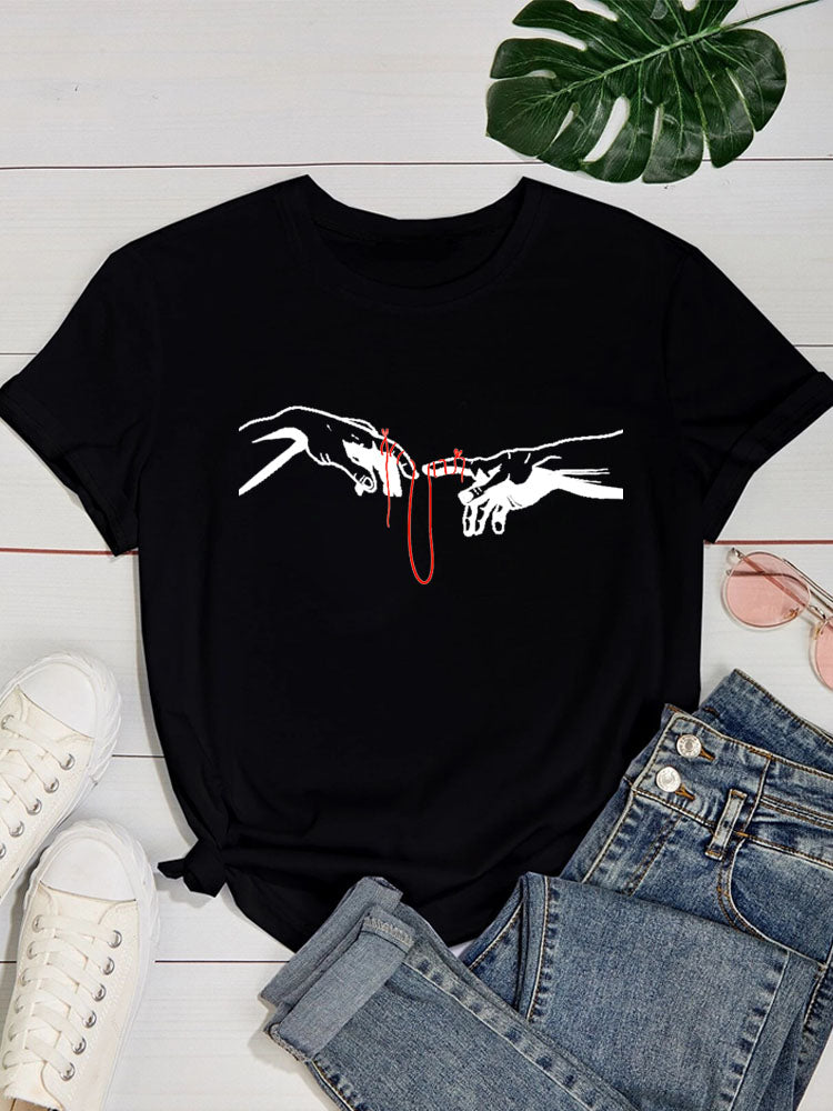 Europæisk og amerikansk alfabettryk kortærmet T-shirt