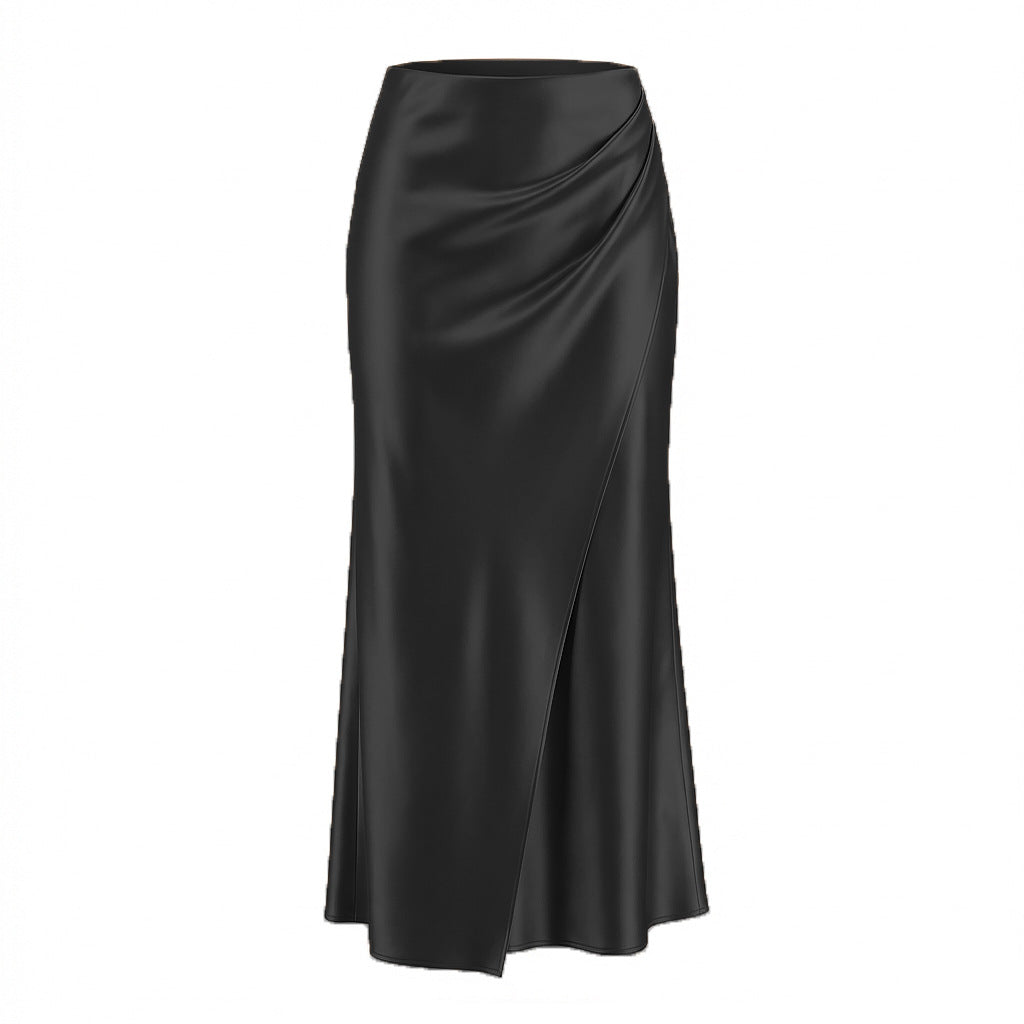 New Puffed Satin Skirt With Elastic Waist