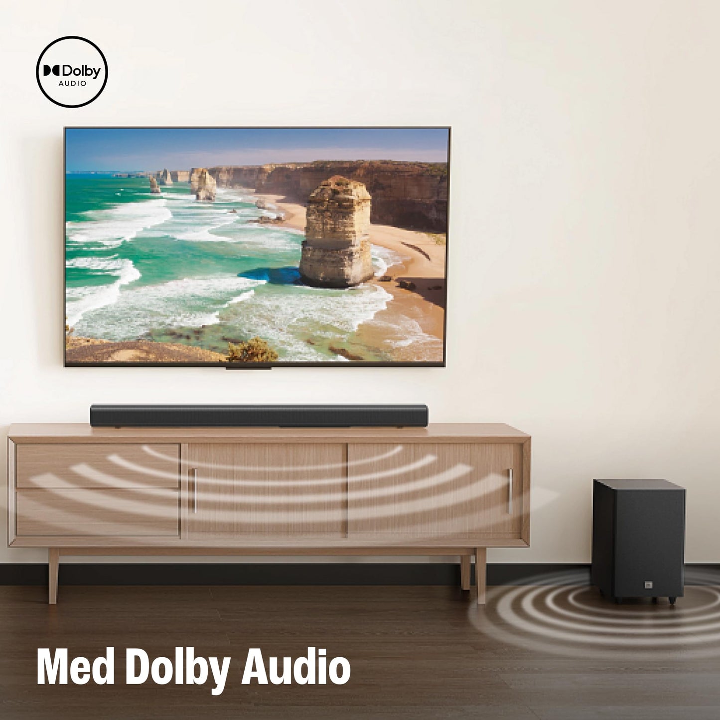 JBL Cinema SB 550, 3.1-kanals soundbar-högtalare med trådlös subwoofer, Dolby Audio, uteffekt 250 W, HDMI ARC och trådlös streaming via Bluetooth, svart