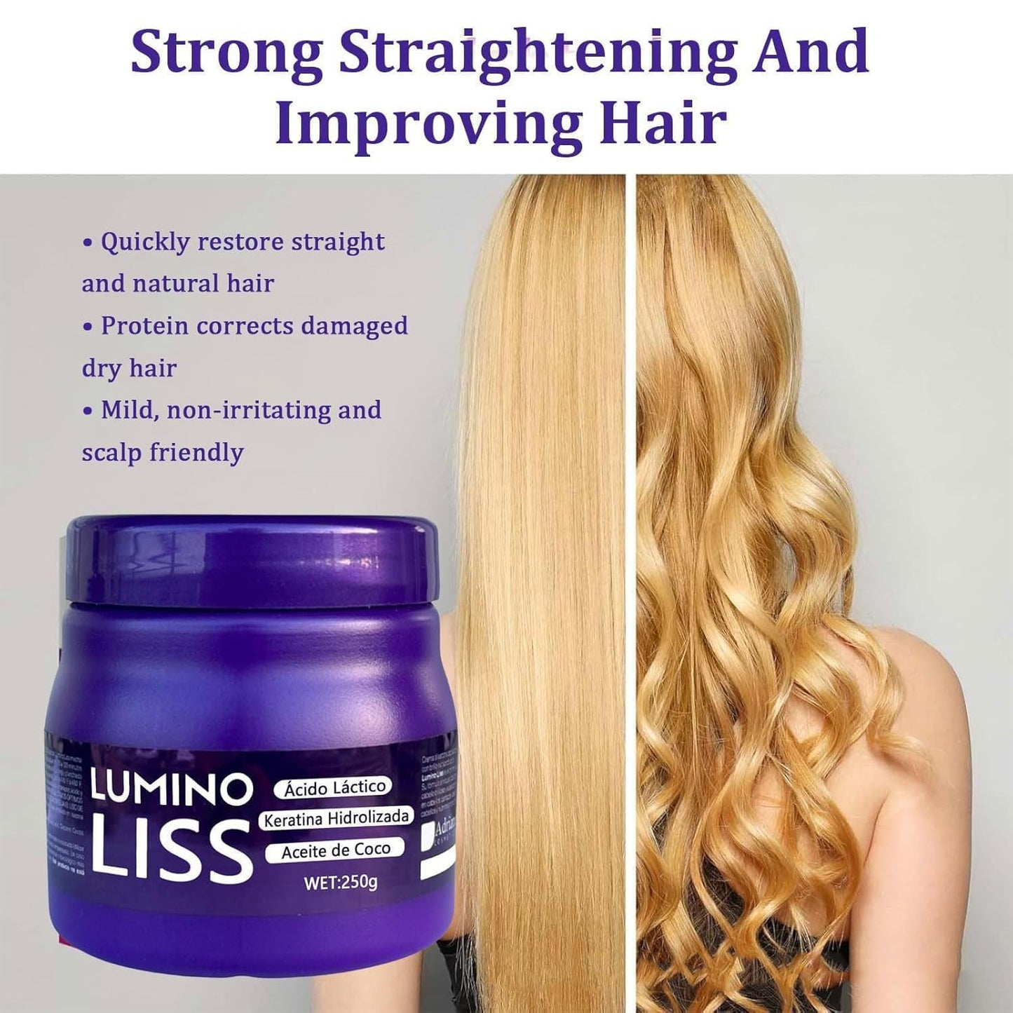 Lumino Liss utjämning, LuminoLiss-rätning, formlös Lumino Liss – 250 g rak, silkeslen, frizz hårplattång – med varaktig glans och naturlig mjukhet (2)