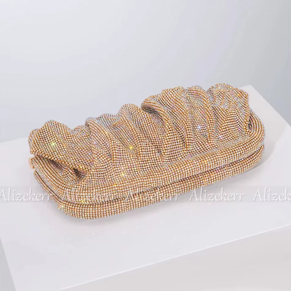 Luxury Rhinestone Evening Clutch Bags for Women - Crystal Folded Purses and Handbags for Weddings and Parties, High Quality Designer Accessories