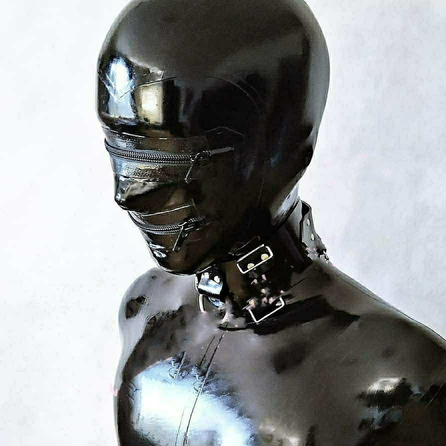 Latex Head Cover Mouth And Eye Zipper