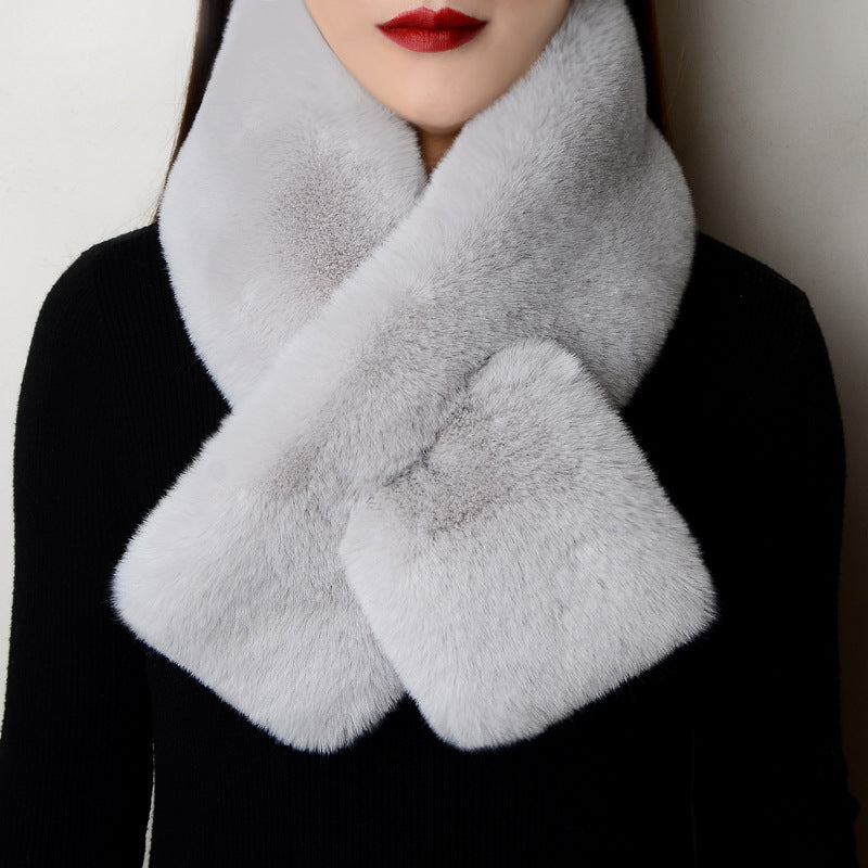 Plush Scarf Artificial Rex Rabbit Fur Thick Warm