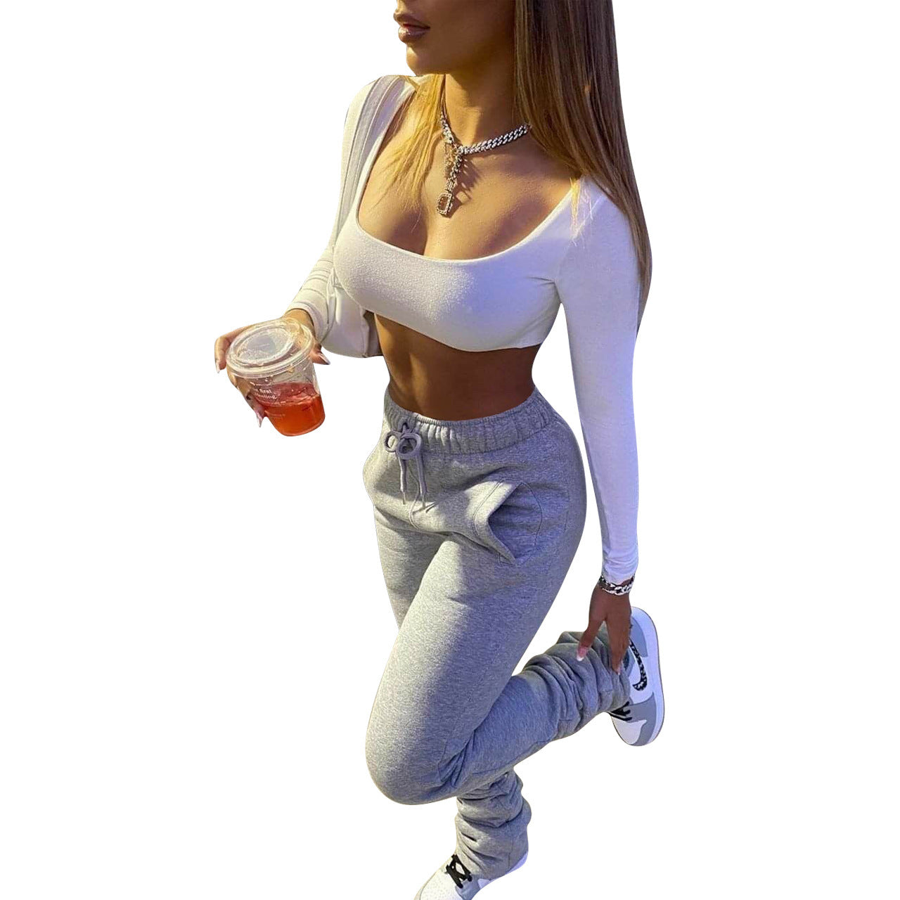 Women's Fashion Thick Stacking Casual Trousers