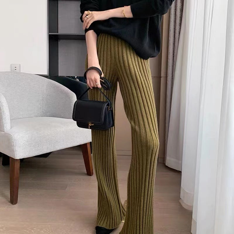 Women's Pit Strip Knitted Wide Leg Mopping Pants