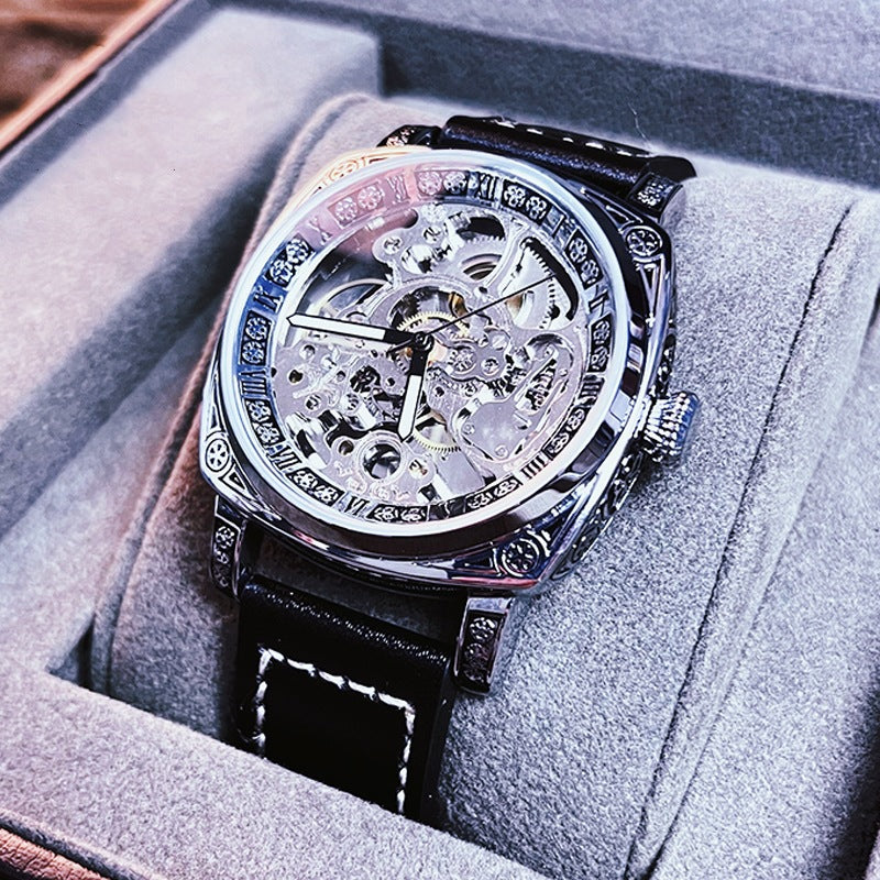 Relief-cut Hollowed-out Fully Automatic Mechanical Watch For Men