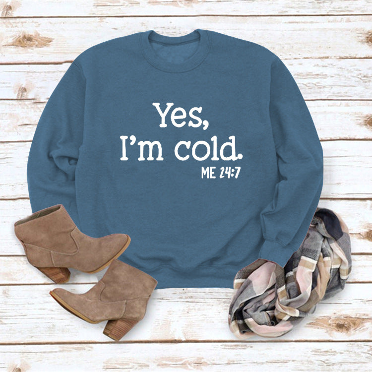 Letter Round Neck Pullover Long Sleeve Sweatshirt
