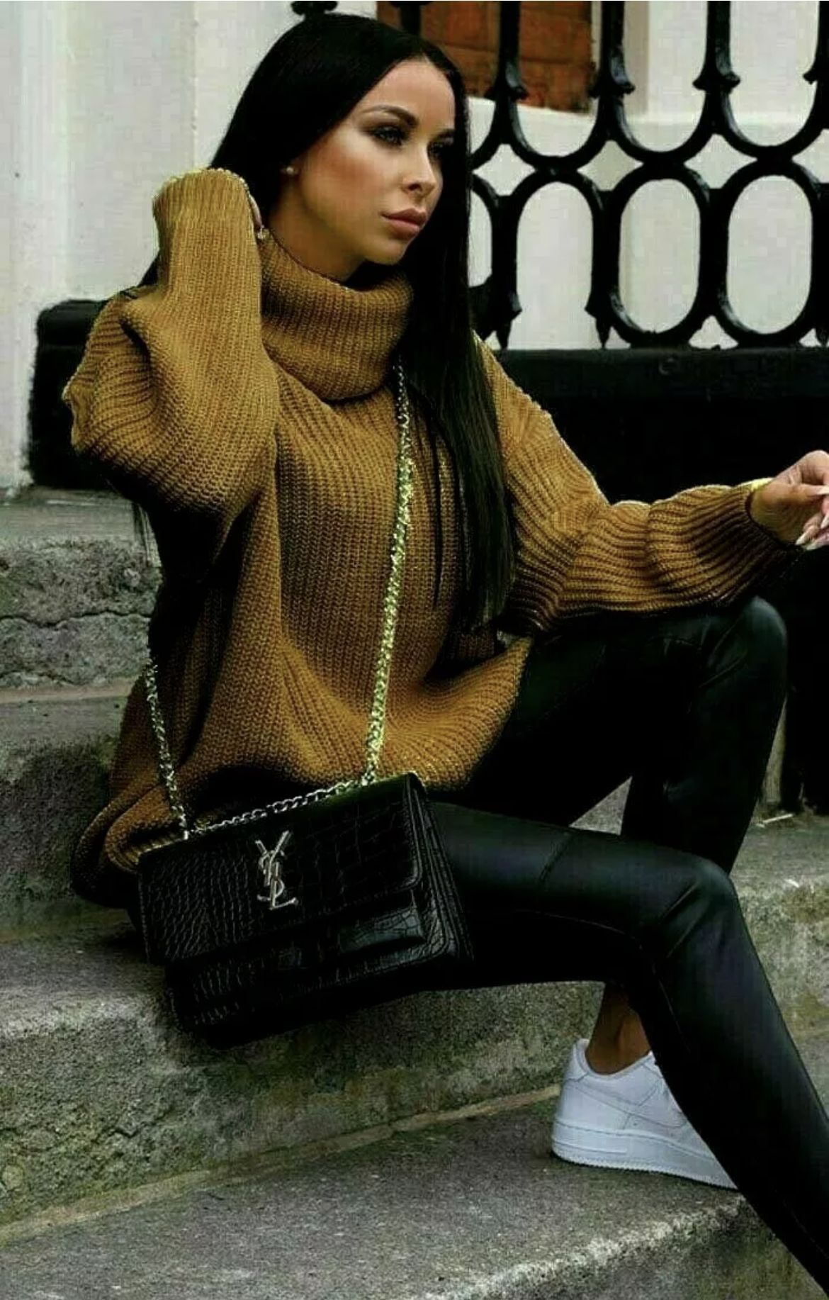 Turtleneck Long Sleeve Sweater Coat Mid-length Sweater