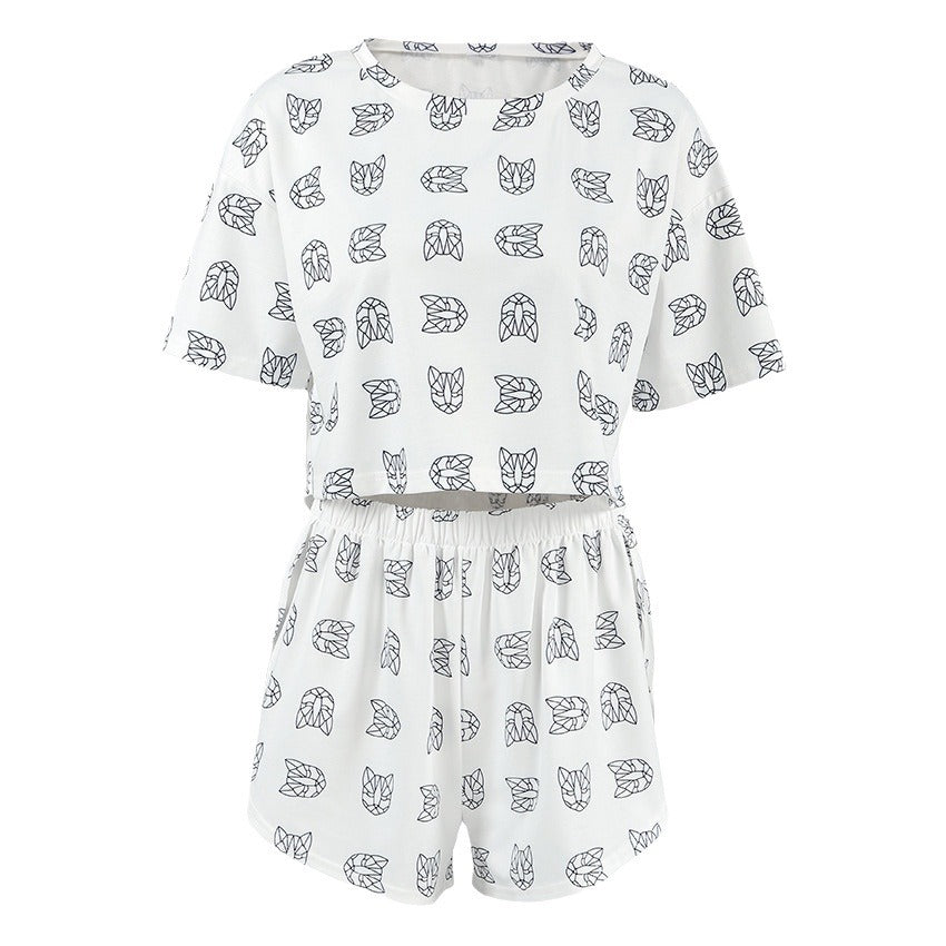 Casual Pajama Set Short-Sleeve Top And Shorts