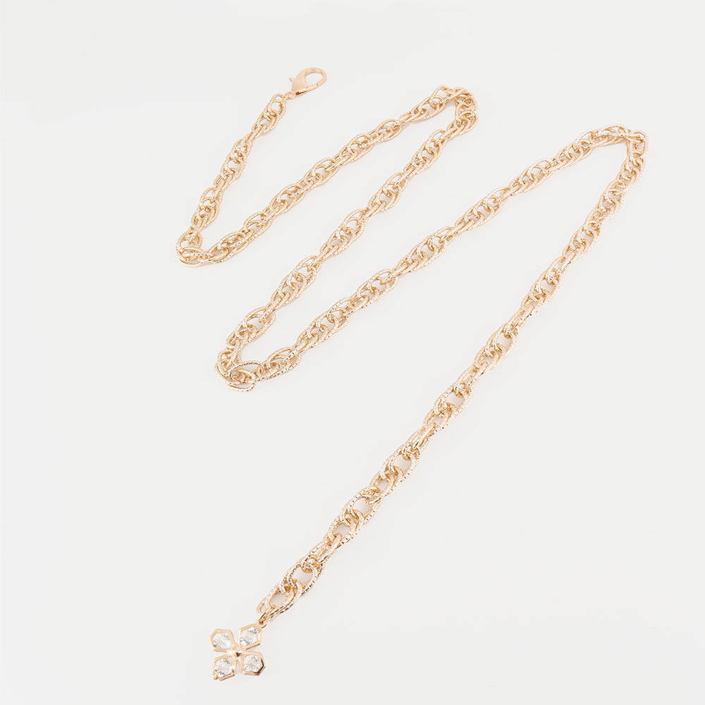 Ladies Waist Chain Decorative Dress Winding Chain Rhinestone Flower Pendant Hollow Metal Chain Summer Versatile Europe And America