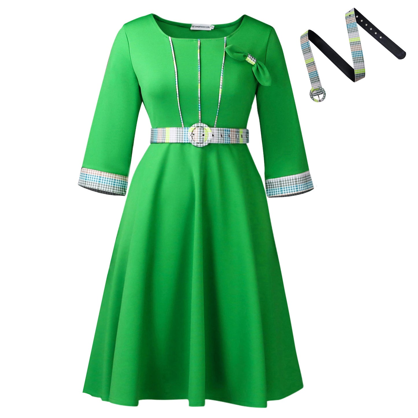 Stylish Elegant African Dress With A Round Neckline And Patchwork Design
