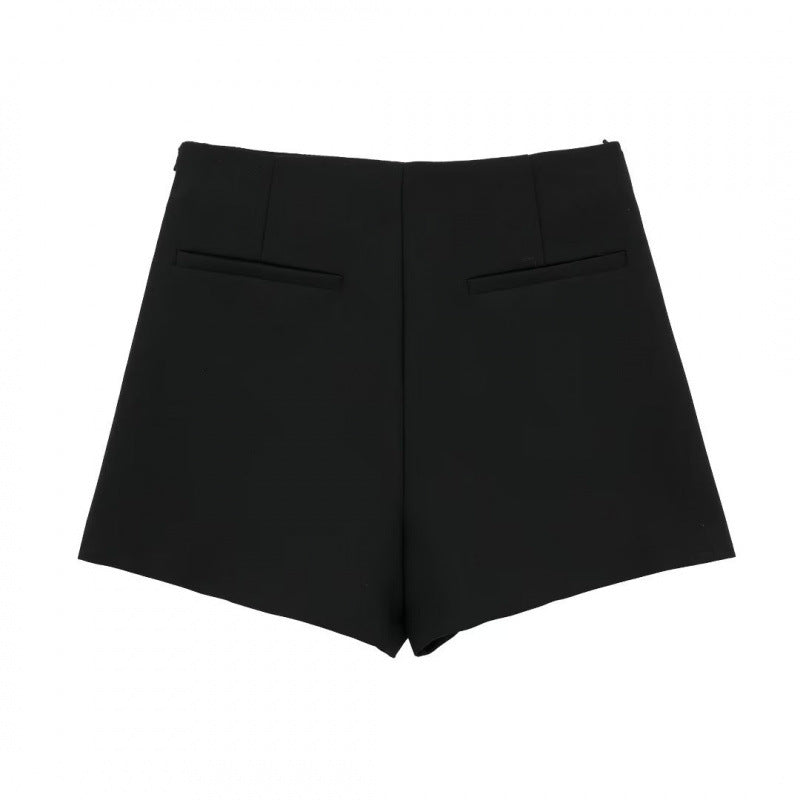 French-style Asymmetrical High-waisted Casual Shorts