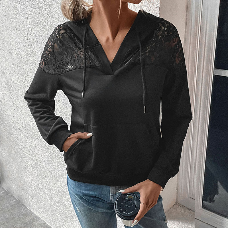 Autumn And Winter New Long Sleeve Black  Women's Hoodie Sweater
