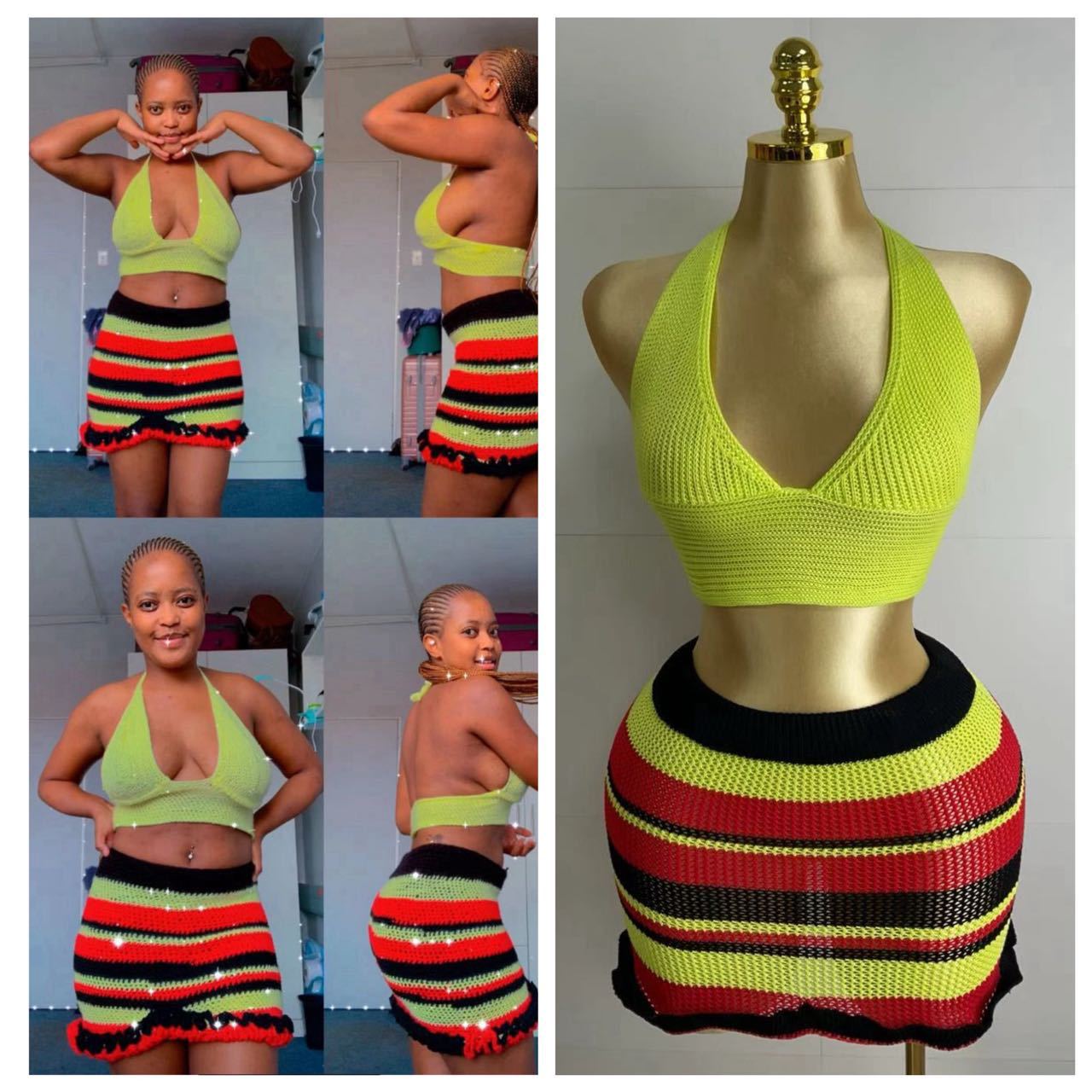 Summer New Knitted Sunken Stripe Vest Solid Color Sleeveless Suit