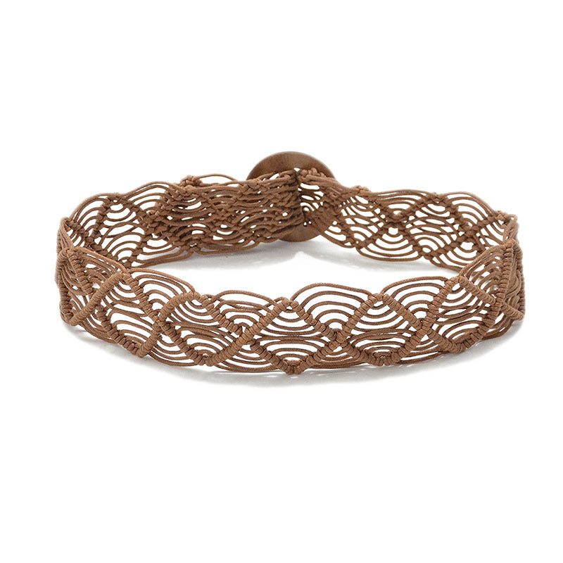 Vintage woven wooden buckle belt