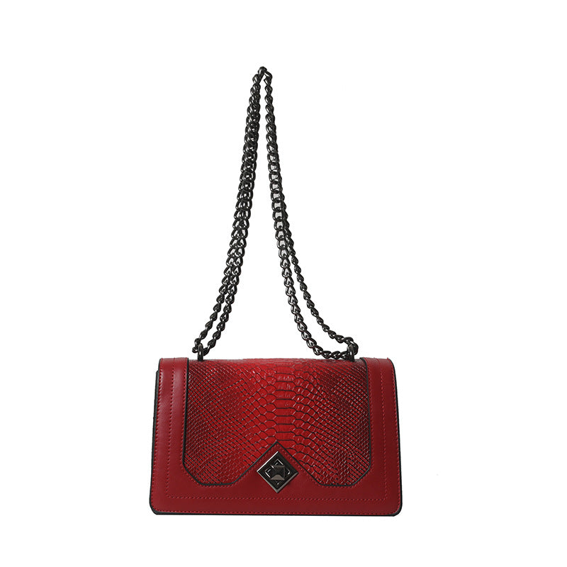 Fashion Snakeskin Pattern Single Crossbody Retro Wine God Shoulder Bag