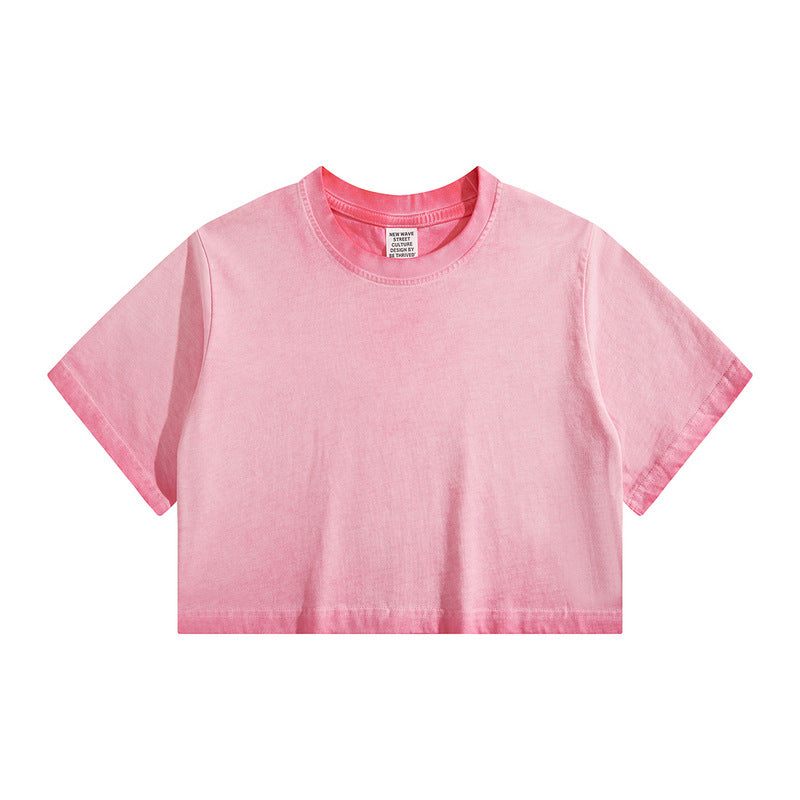 Distressed Colorful Frayed Cropped T-shirt Hip-hop