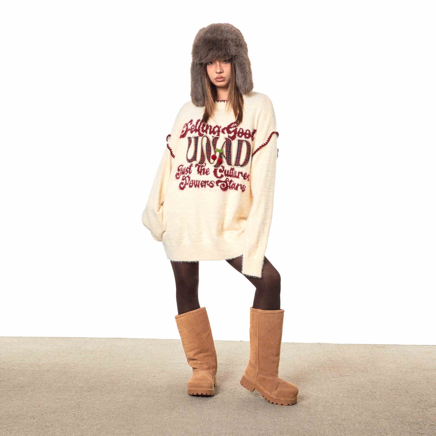 Christmas Sweater Retro Embroidered Crew Neck Sweater