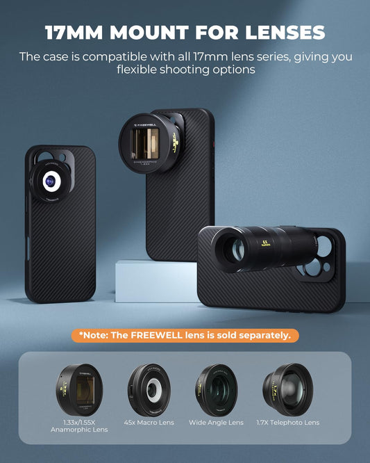 FREEWELL Telefonfodral 17 mm, Svart, 16 Pro, 16 Pro