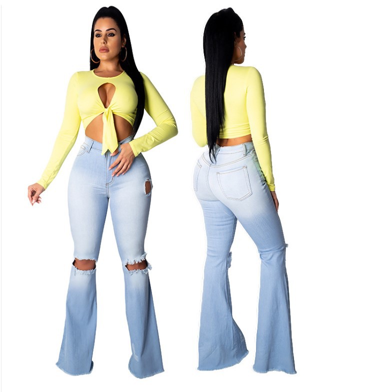 High-waisted flared pants