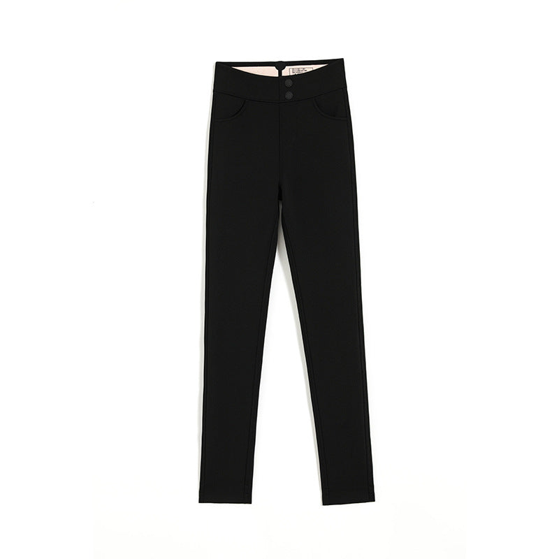 Autumn And Winter Double Buckle Shark Black Leggings