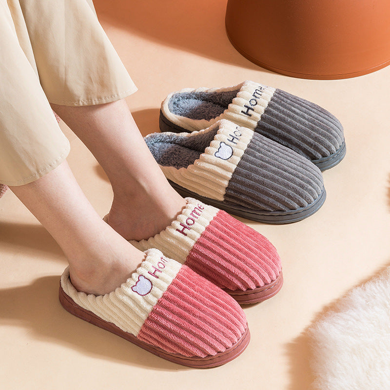 Couple's Warm And Non Slip Thick Soled Wool Slippers