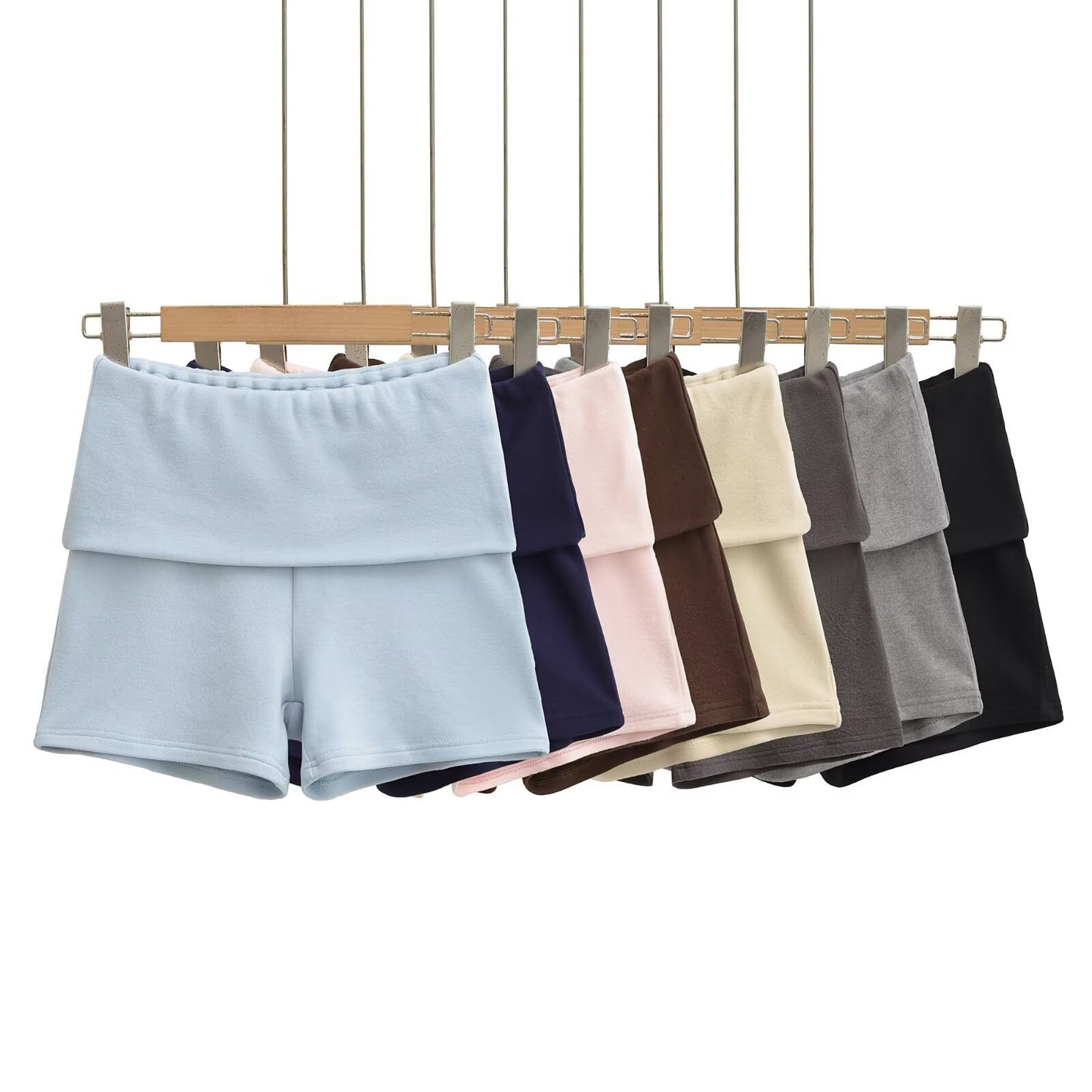 Flared Elastic-waist Bodycon Shorts Casual Set For Women