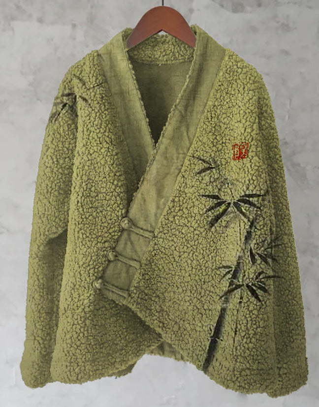 Womens Printed Kimono Cardigan Fleece Jacket Fashionable Womens Outerwear