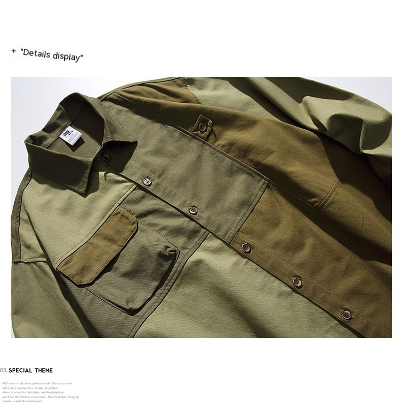 Loose Casual Military Block Shirt Men's Mountain