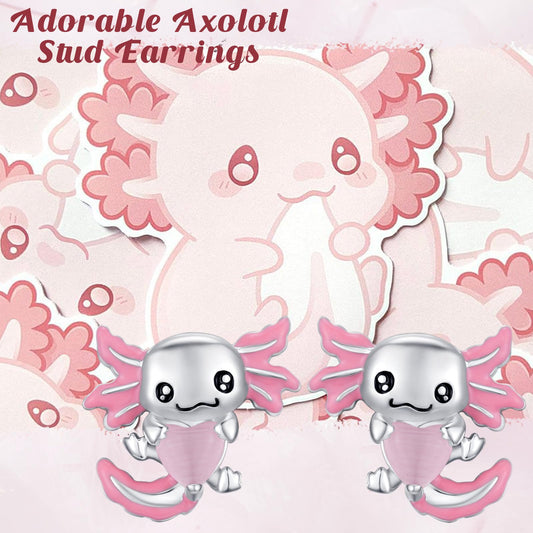 925 sterlingsilver Axolotl örhängen söta djur allergivänliga flickor örhängen gåvor för kvinnor tonåringar flickor