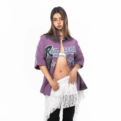 Wu Lekvar American Tie-dye Letter Print Shirt