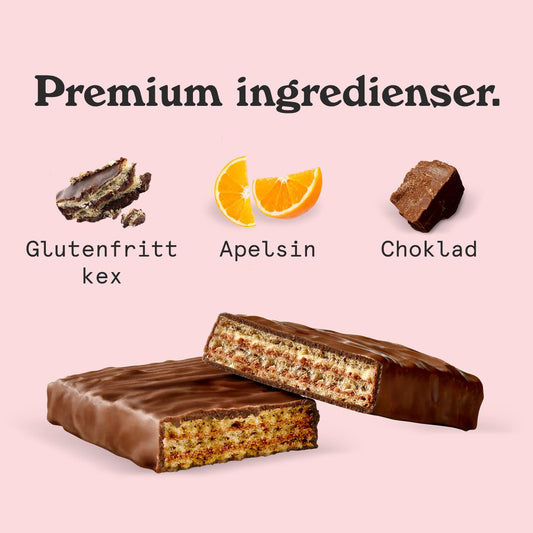 NICKS Protein Wafer Bar | 25% Protein | 203 Calories | Low carb Choklad Kexbar Snack utan tillsatt socker, glutenfri (Orange, (24x40g))