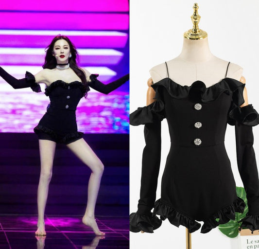 Ruffled shoulder jumpsuit