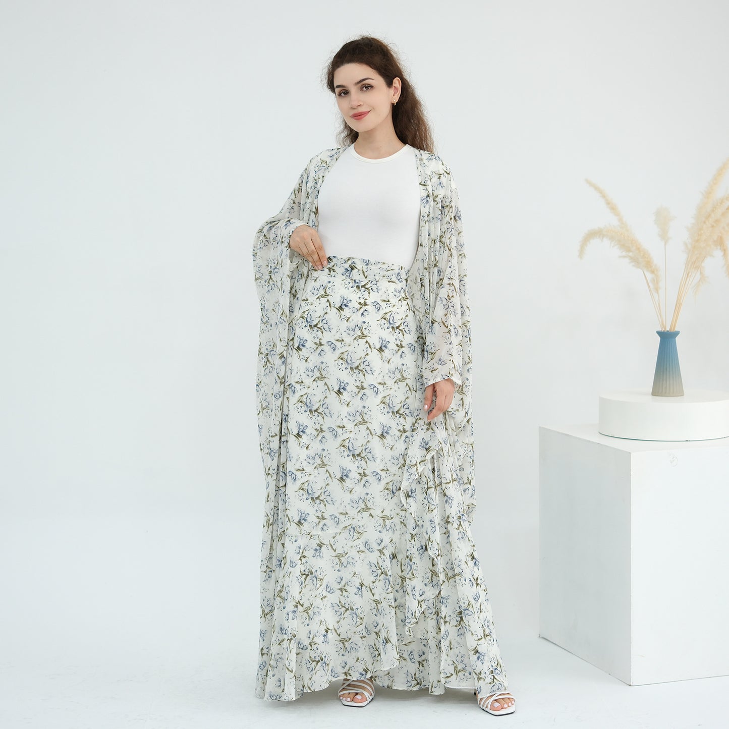Turkey Printed Cardigan Skirt Two-piece Set LR1031