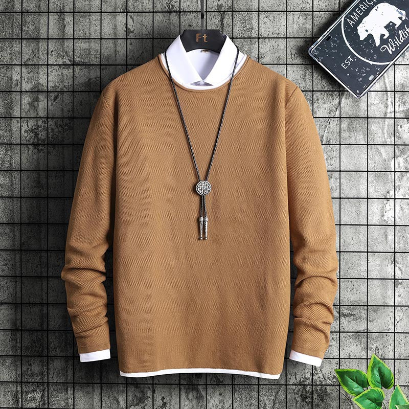 Round Neck Curled Knitted Sweater Casual All-match Top