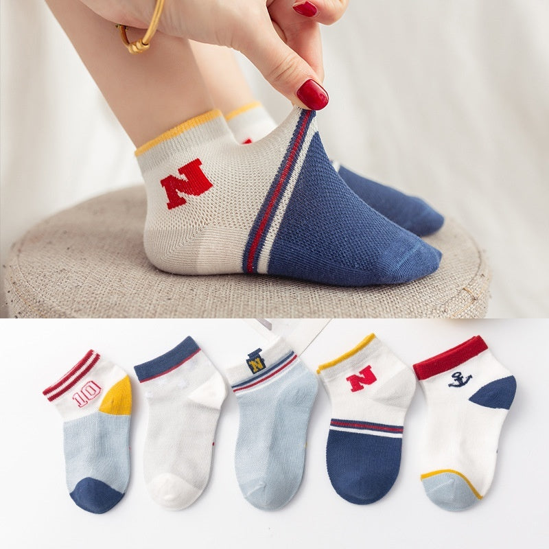 Low-cut Children's Cotton Sock Boat Socks Flat Mesh Cartoon Boys And Girls Baby