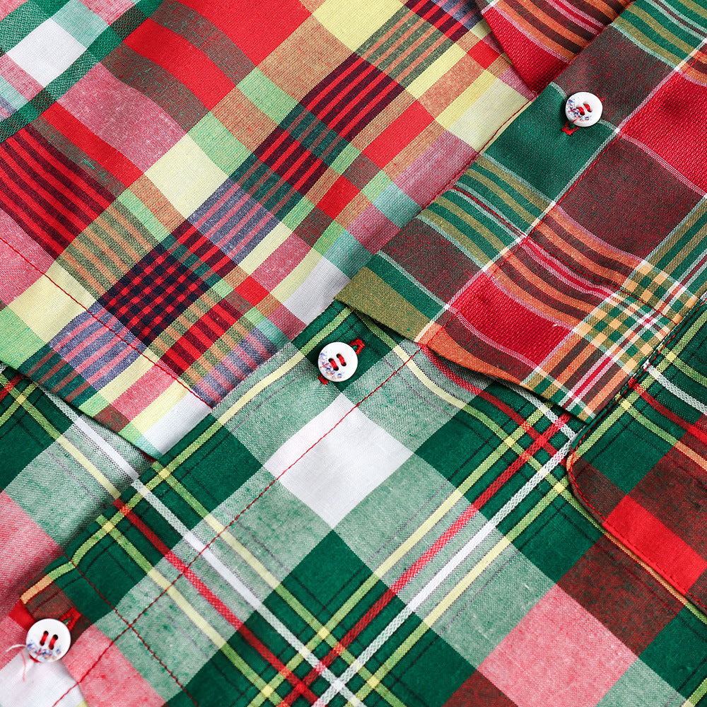 Irregular Spliced Plaid Blouse Men