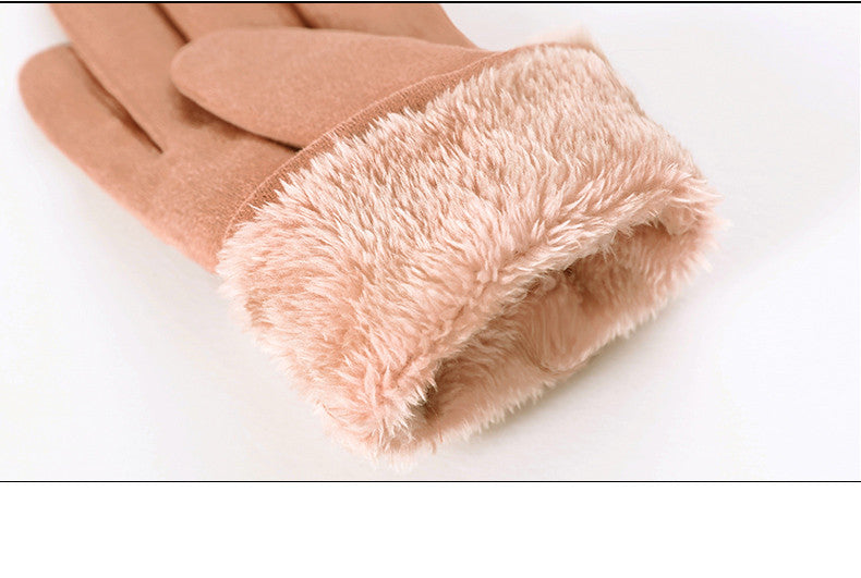 Fleece Thickened Warm Ladies Gloves With Touch Screen